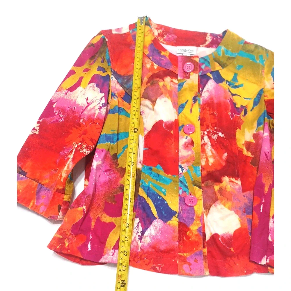 Coldwater Creek Women's Loud Colorful Button Jacket Blazer Petite Sz PL Unlined